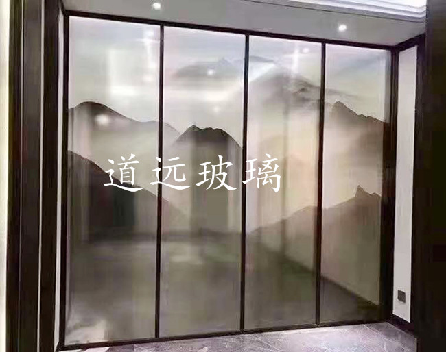 夹丝山水画玻璃014